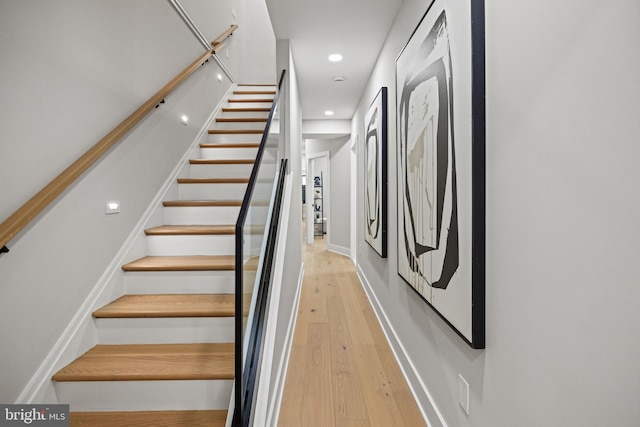 1407 1st St NW Unit 1, Washington, DC 20001 - stairway featuring hardwood / wood-style flooring and recessed lighting