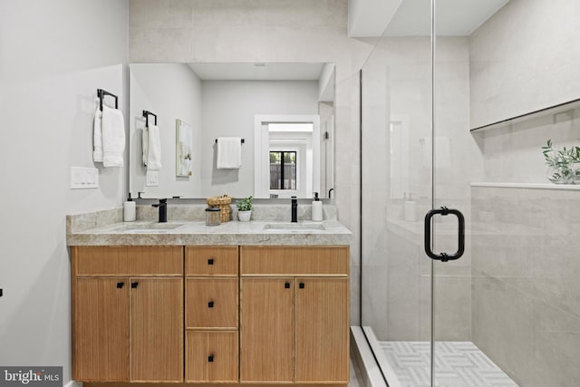 1407 1st St NW Unit 1, Washington, DC 20001 - bathroom with a shower stall and double vanity