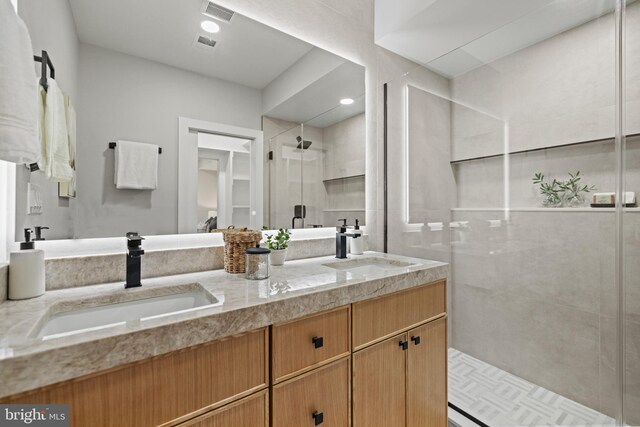1407 1st St NW Unit 1, Washington, DC 20001 - full bathroom featuring a shower stall and double vanity