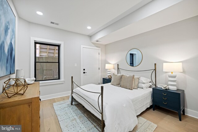 1407 1st St NW Unit 1, Washington, DC 20001 - bedroom featuring light wood-style flooring, baseboards, and recessed lighting