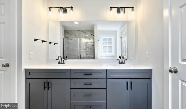 2030 N Fall Harvest Dr, Mechanicsburg, PA 17055 - bathroom with a shower stall and double vanity