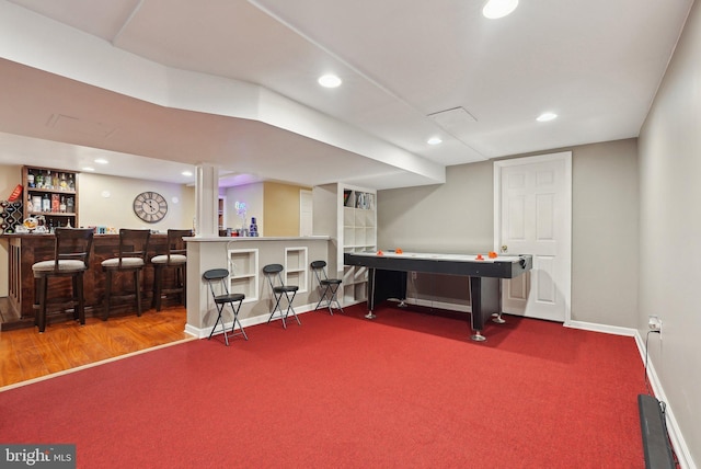 11 Moro Dr, Hamilton, NJ 08619 - rec room featuring a bar, carpet, recessed lighting, and baseboards