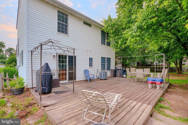 4410 Sophias Way, Belcamp, MD 21017 - deck with central AC, outdoor dining space, and a grill