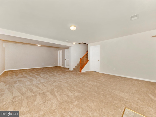 12318 Cherry Branch Dr, Clarksburg, MD 20871 - finished basement featuring carpet flooring, stairway, and baseboards