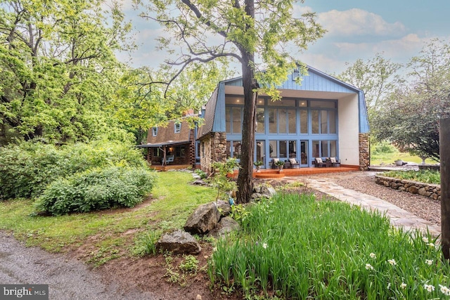 7430 Joes Creek Rd, Linville, VA 22834 - view of front of home with stone siding and a sunroom