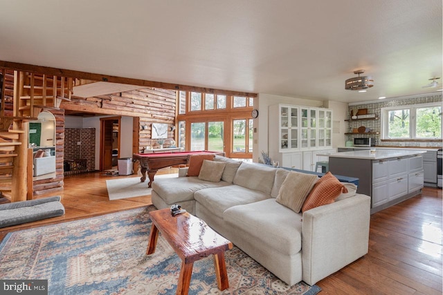 7430 Joes Creek Rd, Linville, VA 22834 - living room with pool table and hardwood / wood-style floors