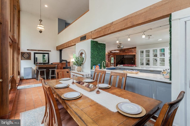7430 Joes Creek Rd, Linville, VA 22834 - dining room featuring tile patterned flooring and a high ceiling