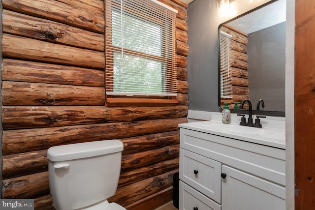 7430 Joes Creek Rd, Linville, VA 22834 - half bath with rustic walls, toilet, and vanity