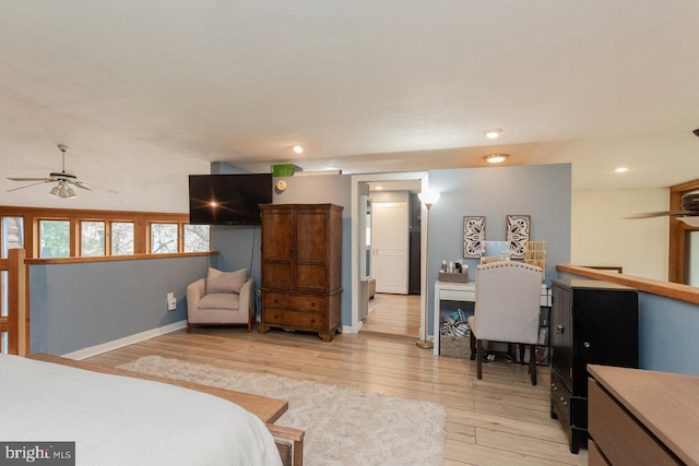 7430 Joes Creek Rd, Linville, VA 22834 - bedroom featuring light wood-type flooring, baseboards, and recessed lighting