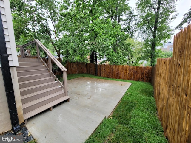 5209 10th Pl S, Arlington, VA 22204 - fenced backyard with stairs and a patio area