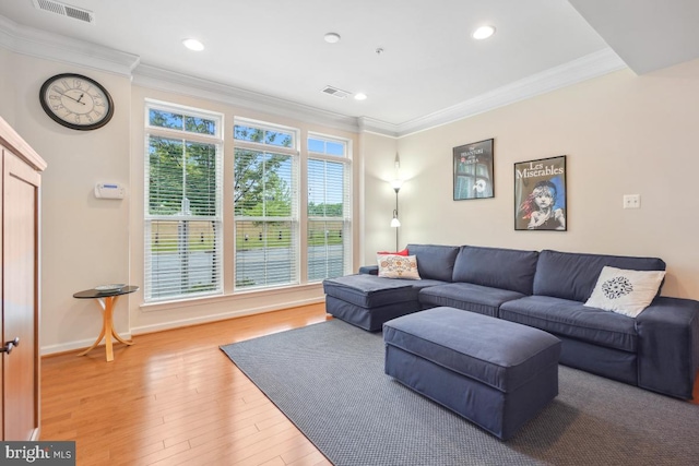 444 Exchange Ave Unit 444, Gaithersburg, MD 20878 - living room featuring crown molding, wood finished floors, recessed lighting, and baseboards