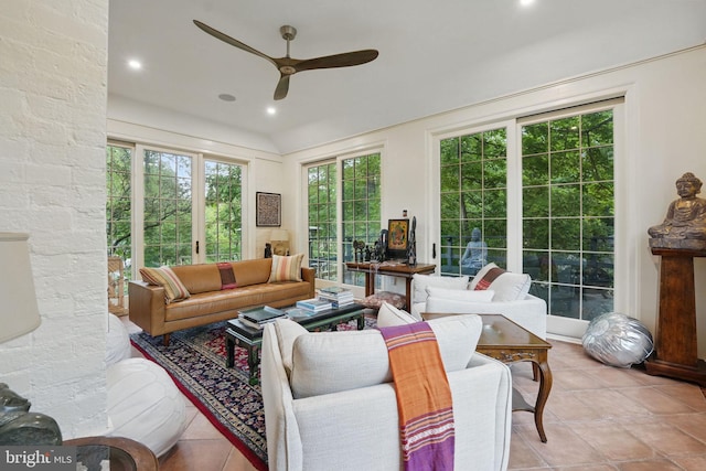 4301 Forest Ln NW, Washington, DC 20007 - living area with a ceiling fan, healthy amount of natural light, recessed lighting, and tile patterned floors