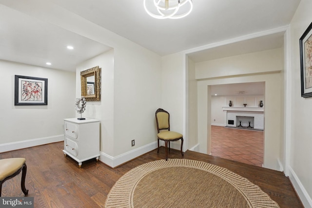 4301 Forest Ln NW, Washington, DC 20007 - sitting room featuring recessed lighting, dark wood-type flooring, and baseboards