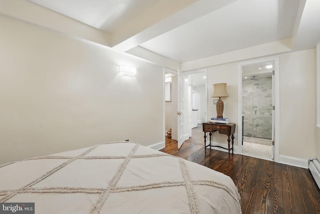 4301 Forest Ln NW, Washington, DC 20007 - bedroom featuring wood finished floors, baseboards, connected bathroom, and a baseboard heating unit