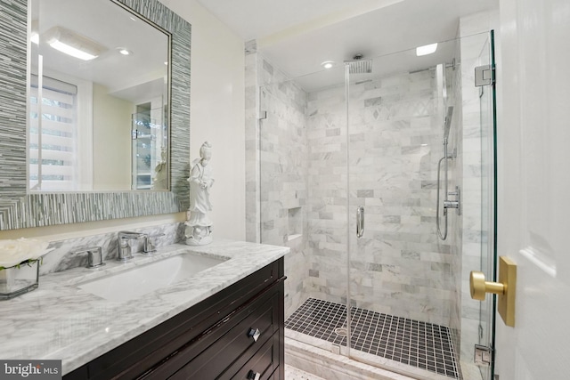 4301 Forest Ln NW, Washington, DC 20007 - bathroom with vanity, a shower stall, and recessed lighting