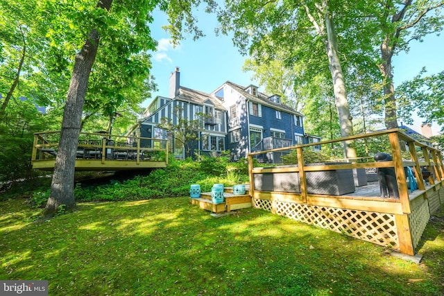 4301 Forest Ln NW, Washington, DC 20007 - view of green lawn featuring a wooden deck