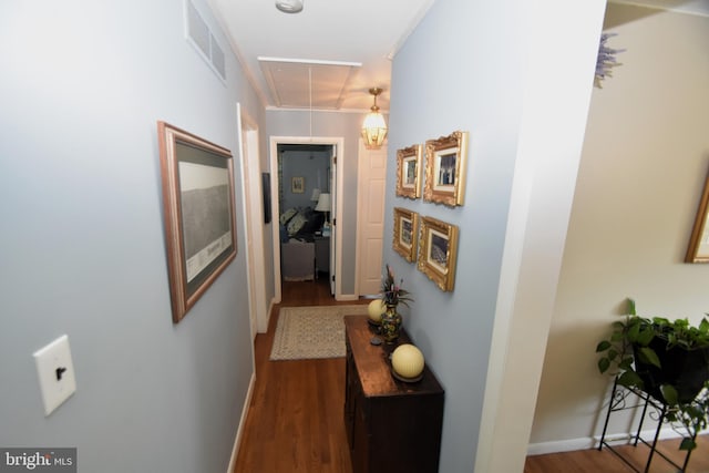 10 Casimir Ct, New Castle, DE 19720 - hall featuring attic access and wood finished floors