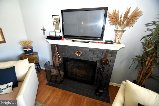 10 Casimir Ct, New Castle, DE 19720 - detailed view of a fireplace, wood finished floors, and baseboards
