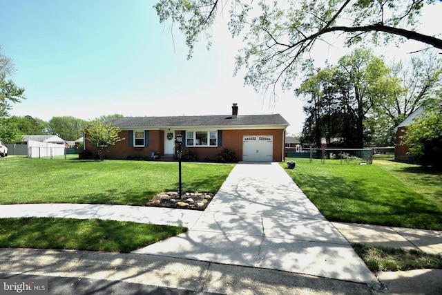 10 Casimir Ct, New Castle, DE 19720 - ranch-style home featuring an attached garage, brick siding, concrete driveway, and a chimney