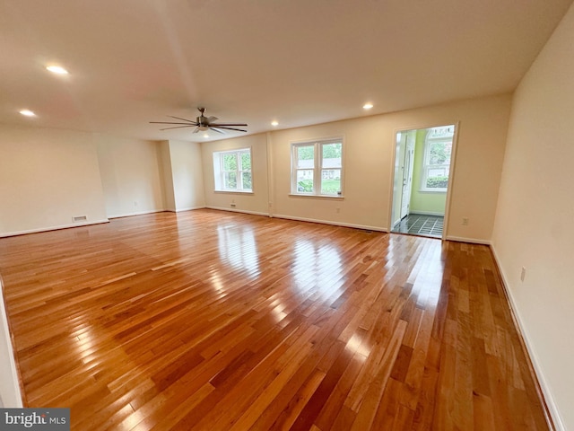 1392 Kutz Dr, Pottstown, PA 19465 - empty room with hardwood / wood-style floors, ceiling fan, and recessed lighting