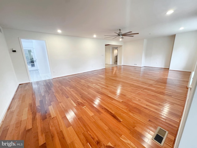 1392 Kutz Dr, Pottstown, PA 19465 - spare room featuring a ceiling fan, light wood-style floors, and recessed lighting