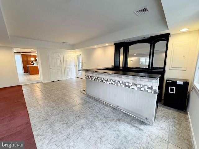 1392 Kutz Dr, Pottstown, PA 19465 - kitchen with recessed lighting, light tile patterned flooring, and a tray ceiling