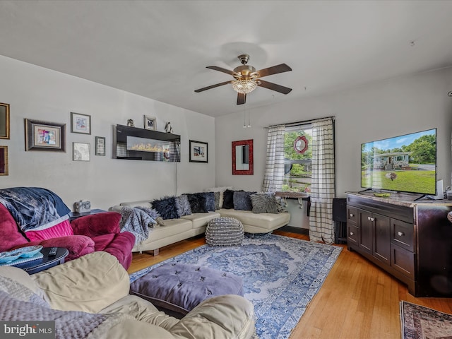 9 S Laurel Ave, Berkeley Springs, WV 25411 - living area featuring a ceiling fan and light wood-style flooring