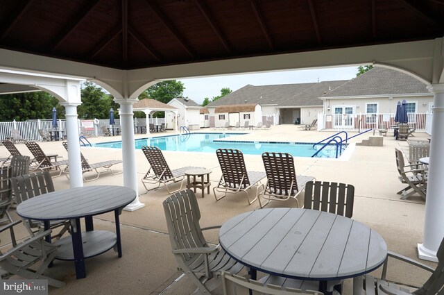 97 Burholme Dr, Hamilton, NJ 08691 - community pool featuring fence, a patio area, and a gazebo