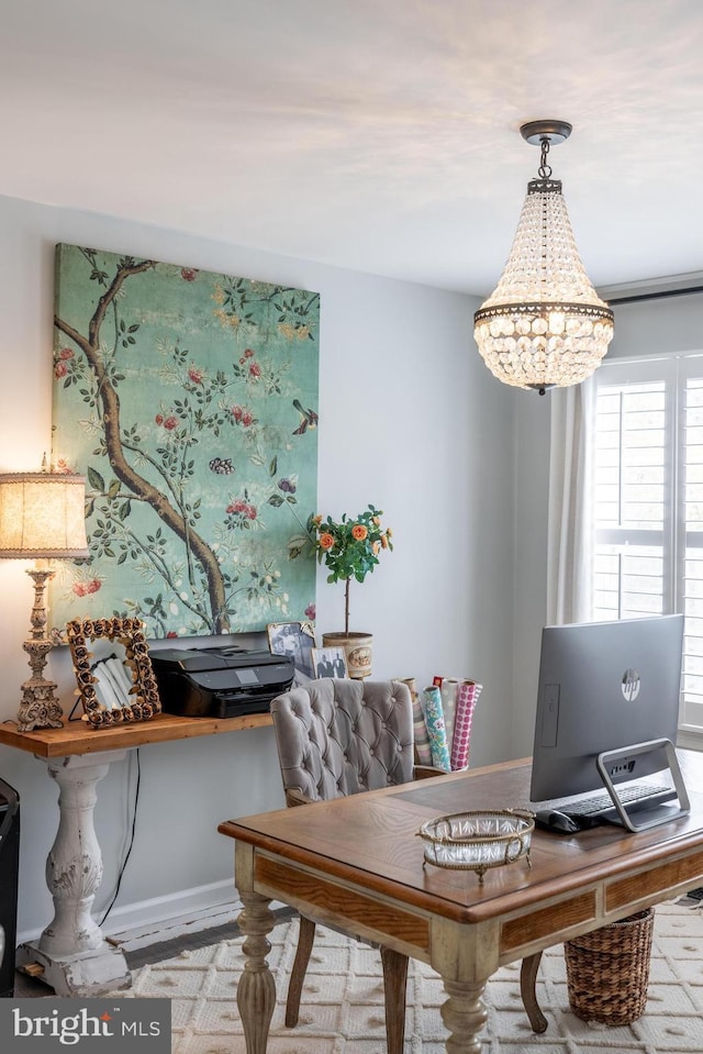 1885 Crescent Park Dr, Reston, VA 20190 - office area featuring a chandelier