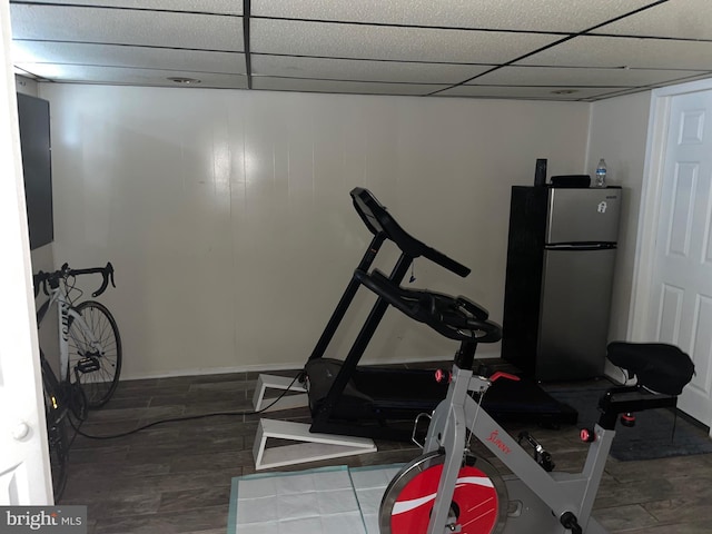 3110 Wellington St, Philadelphia, PA 19149 - workout area with a drop ceiling and wood finished floors