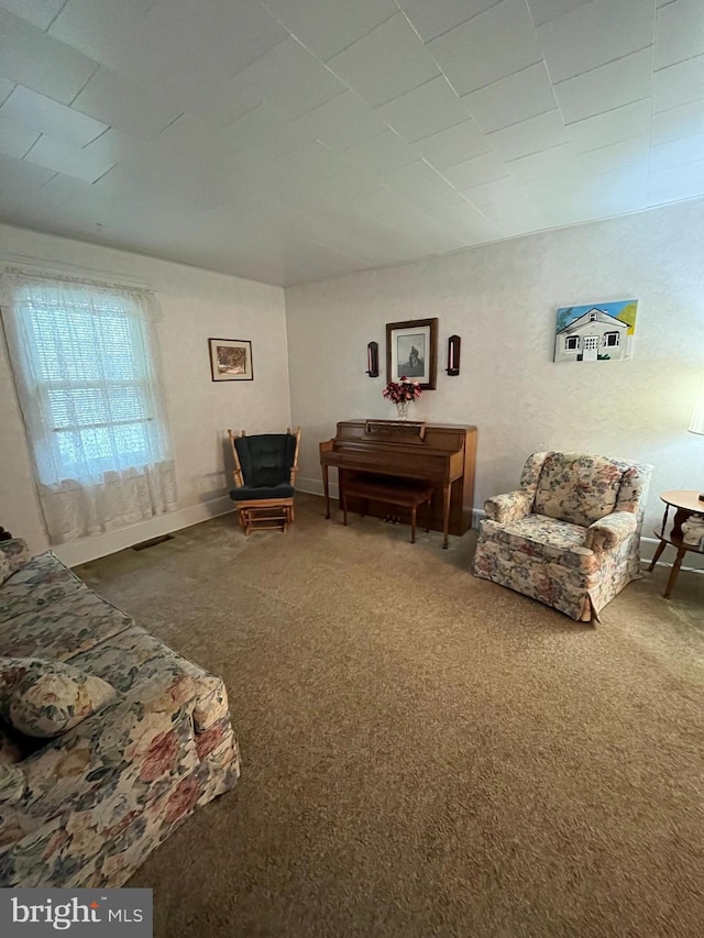 view of carpeted living area