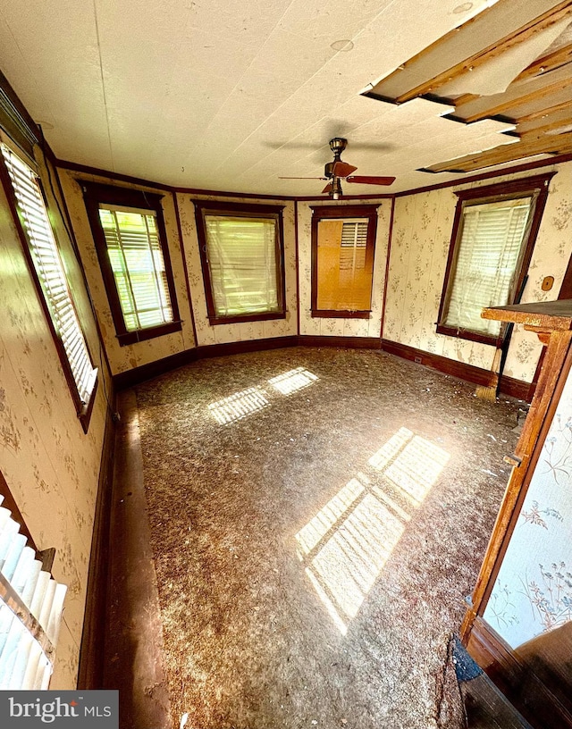 217 Gandy Ln, Crisfield, MD 21817 - unfurnished room featuring wallpapered walls and ceiling fan