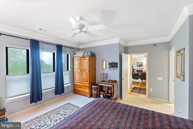 8435 Peace Lily Ct Unit 314, Lorton, VA 22079 - carpeted bedroom with ornamental molding, a ceiling fan, and baseboards