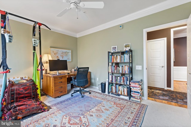 8435 Peace Lily Ct Unit 314, Lorton, VA 22079 - office featuring ornamental molding and ceiling fan