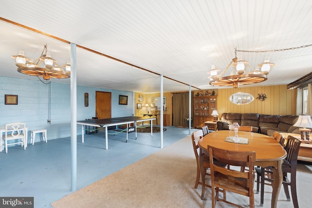 350 Poorhouse Rd, Winchester, VA 22603 - dining space featuring a chandelier and concrete flooring