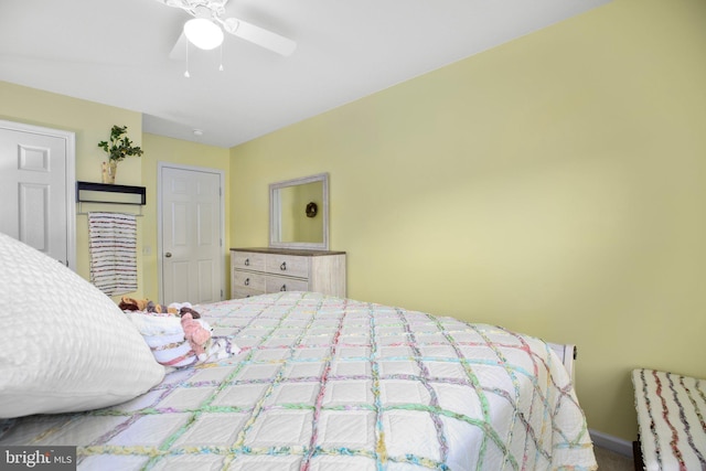 bedroom featuring ceiling fan