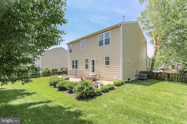 rear view of house featuring a patio area and central air condition unit