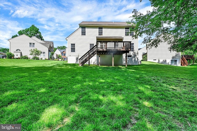 7 Chattam Ct, Baltimore, MD 21234 - rear view of property featuring a deck, stairway, and a yard