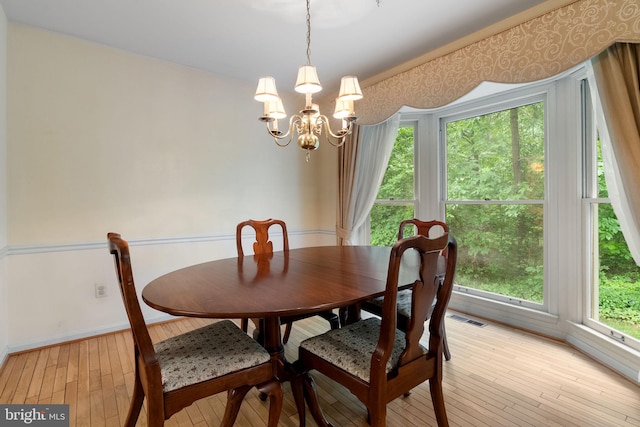 5212 Braywood Dr, Centreville, VA 20120 - dining room featuring a chandelier, light wood-style flooring, and baseboards