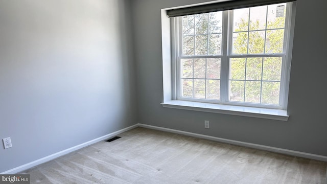 carpeted spare room with healthy amount of natural light and baseboards