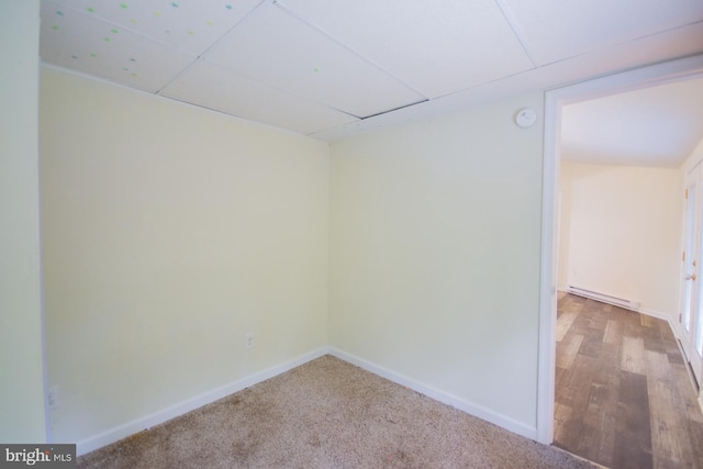 384 Nancy Jack Rd, Gerrardstown, WV 25420 - spare room featuring baseboards, a smoke detector, a baseboard heating unit, and carpet floors