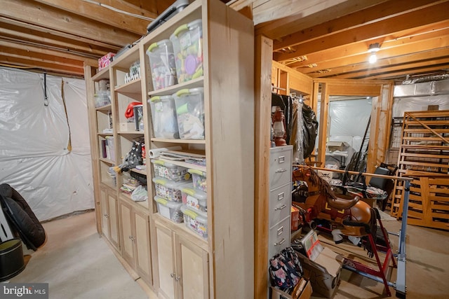 view of unfinished basement