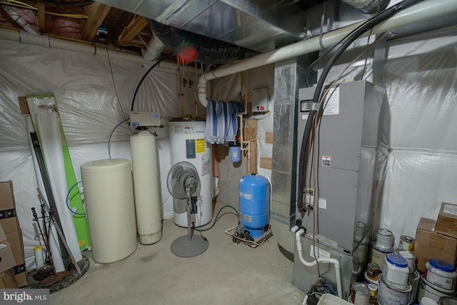 utility room with water heater