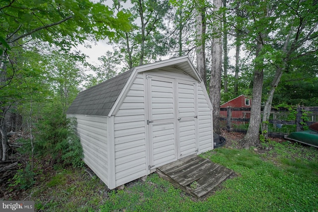 view of shed