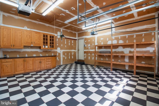 garage with a garage door opener