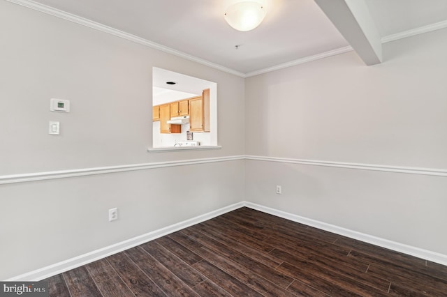 1372 Walkabout Ct Unit 53, Eldersburg, MD 21784 - unfurnished room with dark wood finished floors, baseboards, and ornamental molding