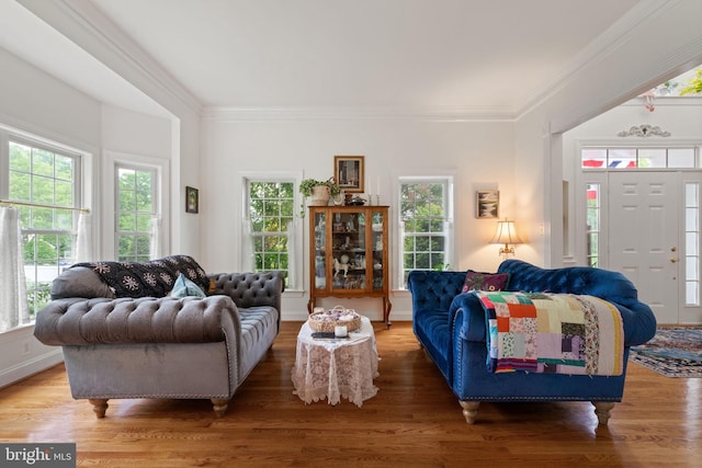 7814 Abbey Oaks Ct, Manassas, VA 20112 - living room featuring crown molding and light wood finished floors