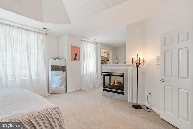 7814 Abbey Oaks Ct, Manassas, VA 20112 - carpeted bedroom with a high end fireplace and baseboards