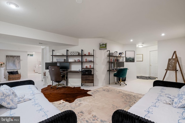 7814 Abbey Oaks Ct, Manassas, VA 20112 - living area with a desk, recessed lighting, and baseboards