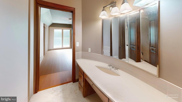955 Lucabaugh Mill Rd, Westminster, MD 21157 - bathroom with vanity and marble look tiles